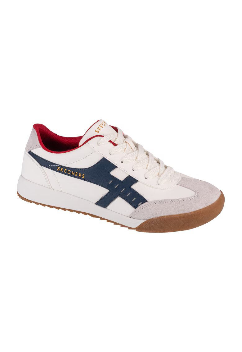 Skechers Спортни обувки Zinger от еко кожа с велур - Бял/Тъмносин