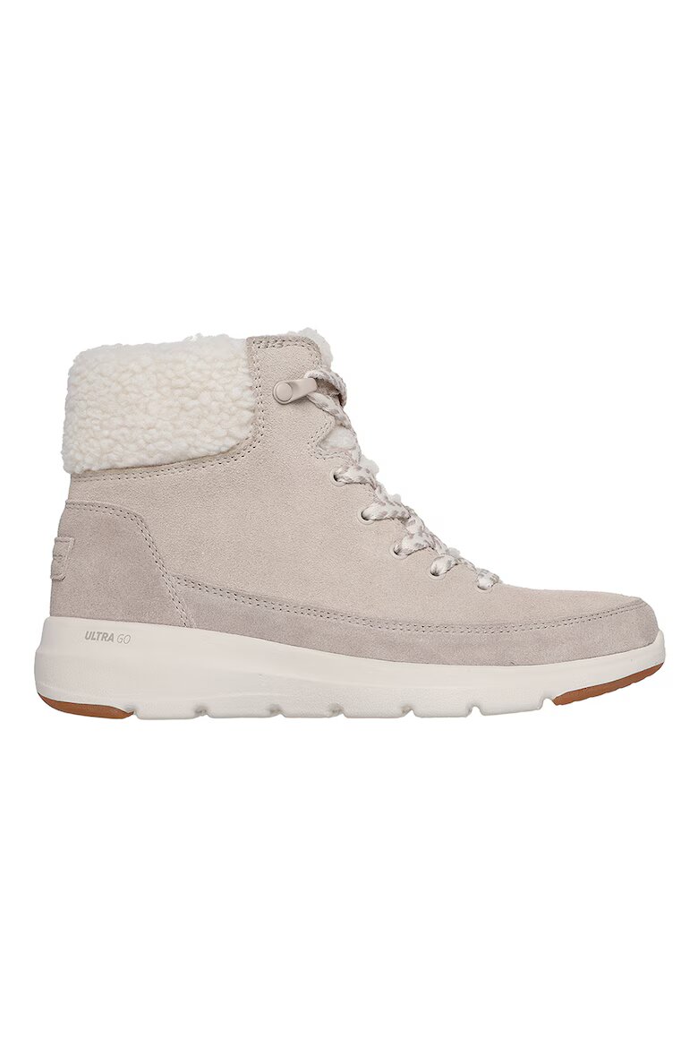 Skechers Велурени боти Glacial Ultra Autumn Days Светло бежово