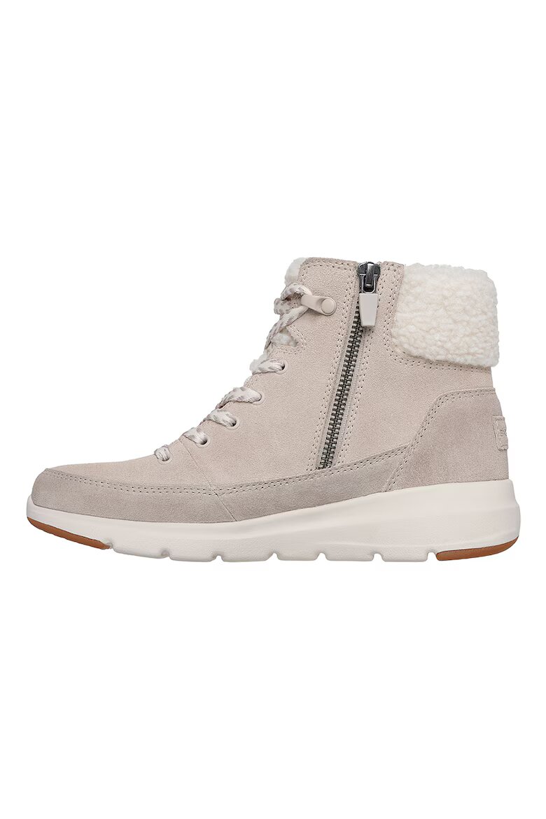 Skechers Велурени боти Glacial Ultra Autumn Days Светло бежово