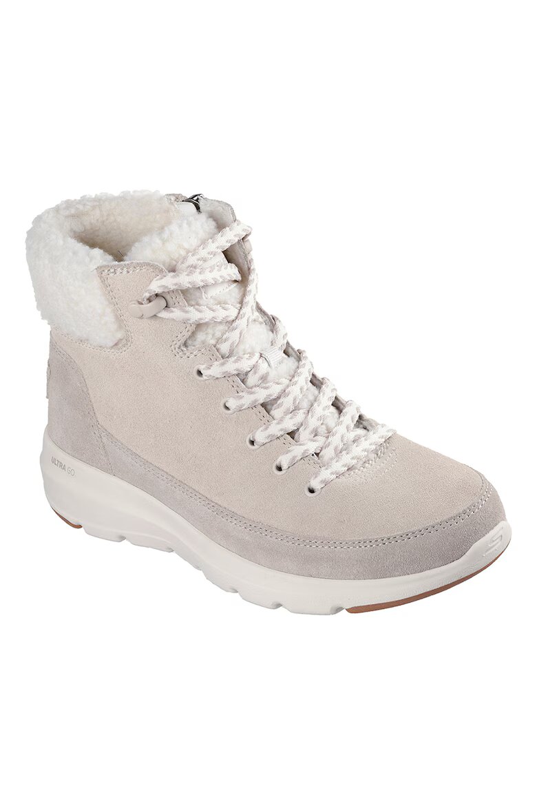 Skechers Велурени боти Glacial Ultra Autumn Days Светло бежово