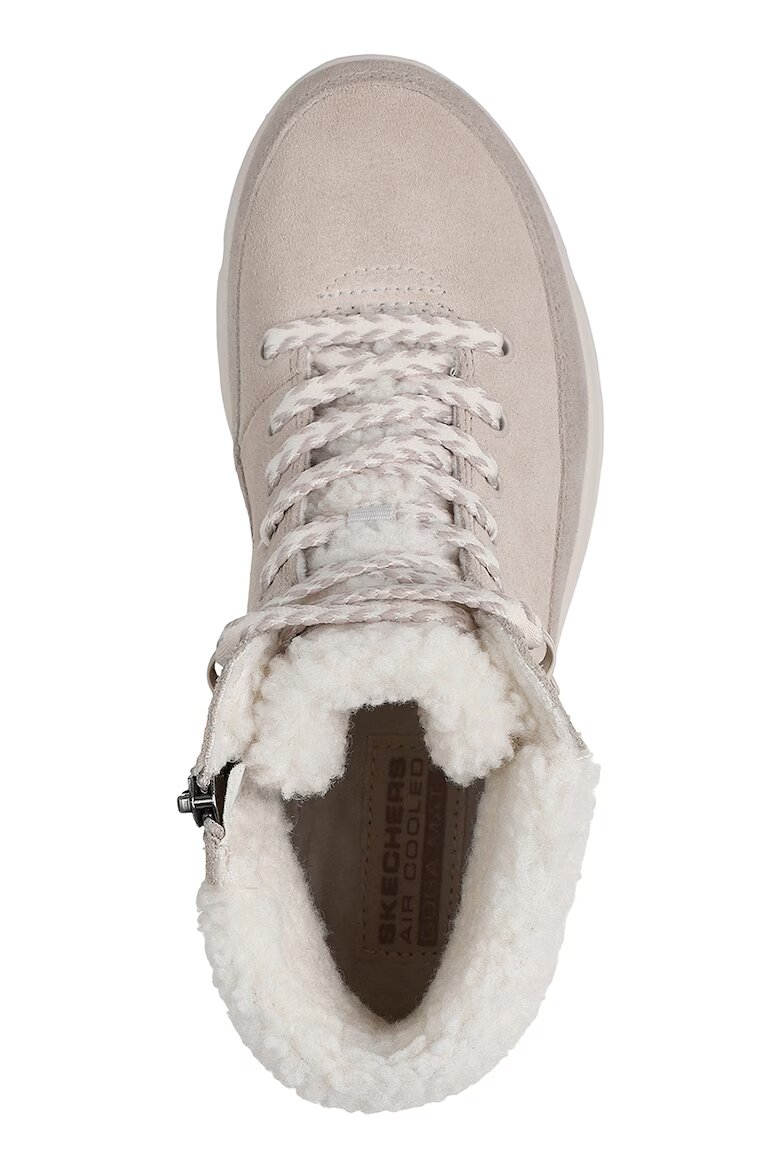 Skechers Велурени боти Glacial Ultra Autumn Days Светло бежово