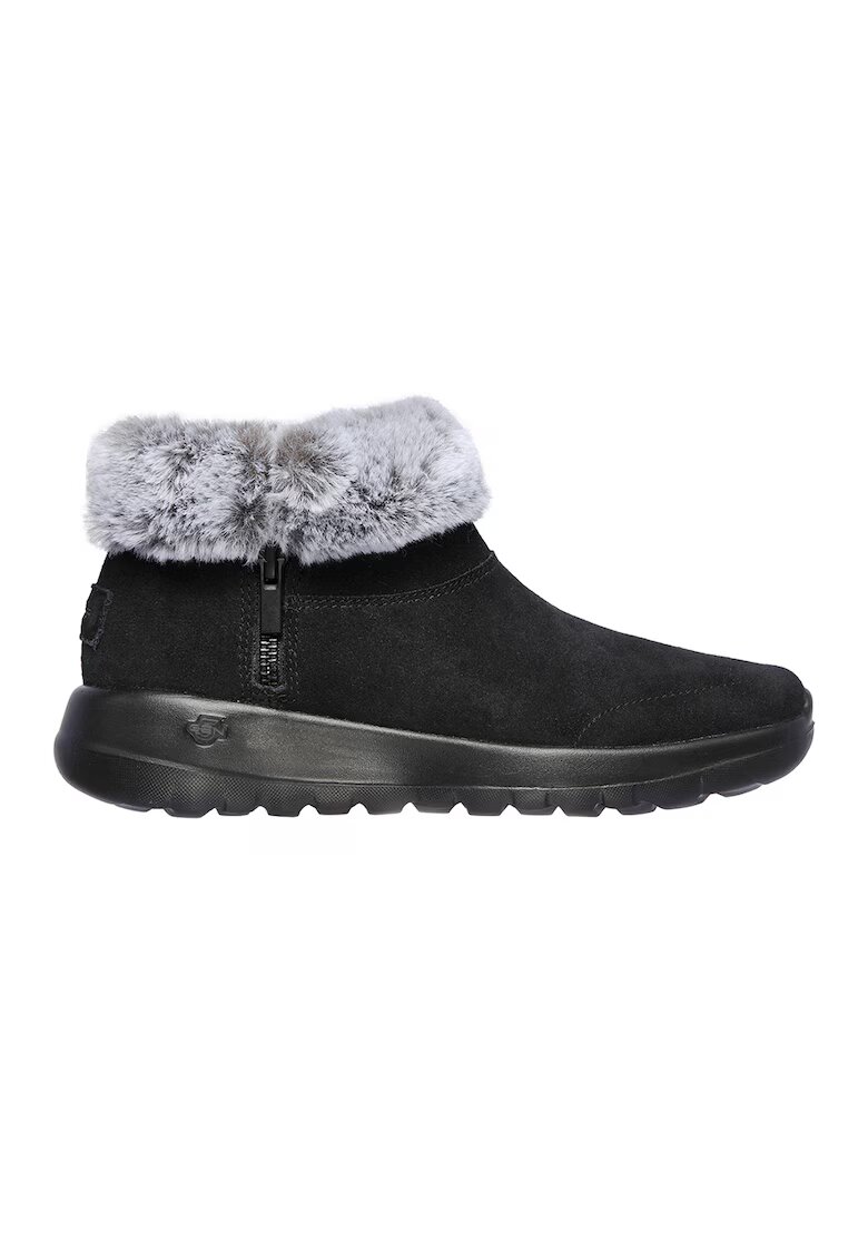 Skechers Велурени боти с цип - Черен/Светло