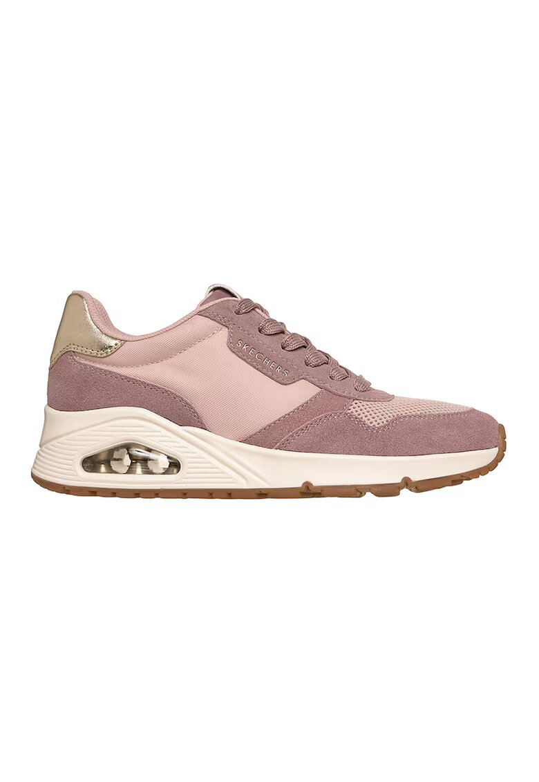 Skechers Велурени маратонки Uno - Vintage Air с мрежа - Прашно розово