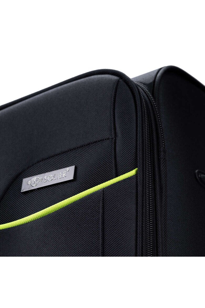 Solier Luggage Куфар Solier STL1651 Капацитет M черно зелен