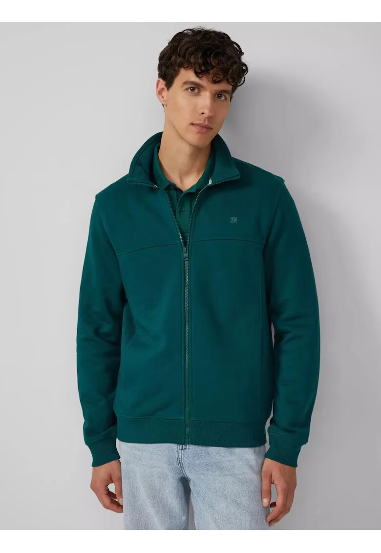 sOliver Bluza sport cu guler inalt si fermoar - Regular fit - Зелен