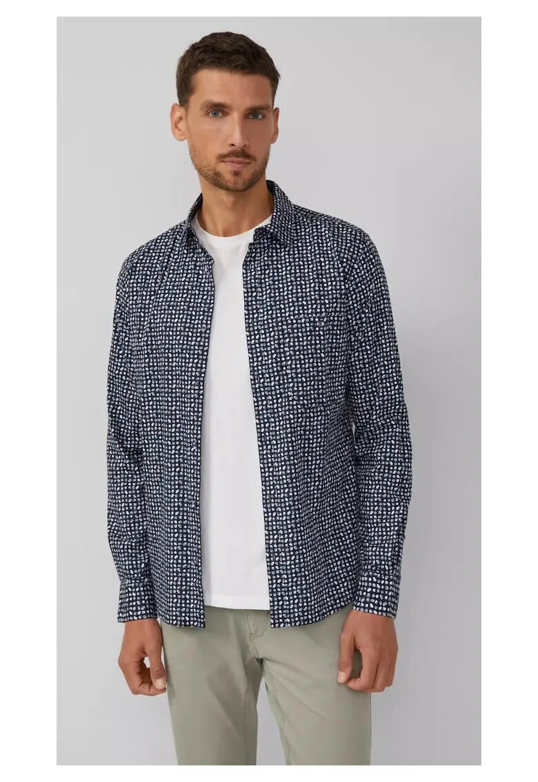 sOliver Мъжка риза - Slim fit - щампа на точки - сива