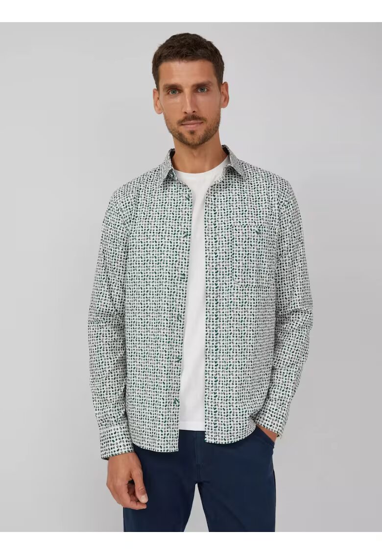 sOliver Мъжка риза - Slim fit - щампа на точки - сива - Сив
