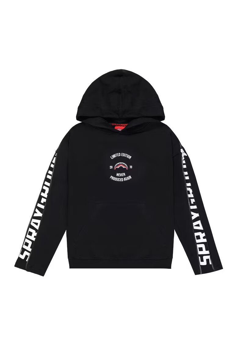 Sprayground Худи с цип на ръкава и лого - Бял/Черен