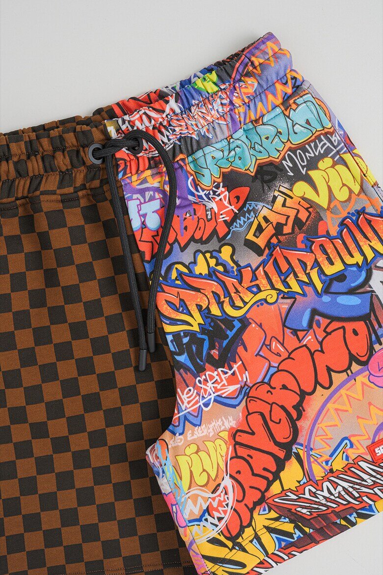 Sprayground Карирани шорти с графика Кафяв/Многоцветен