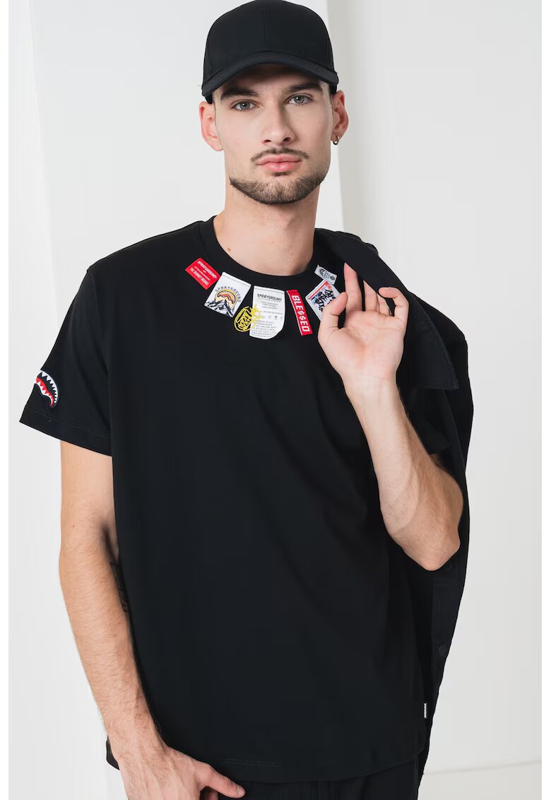 Sprayground Памучна тениска с декорация от етикети