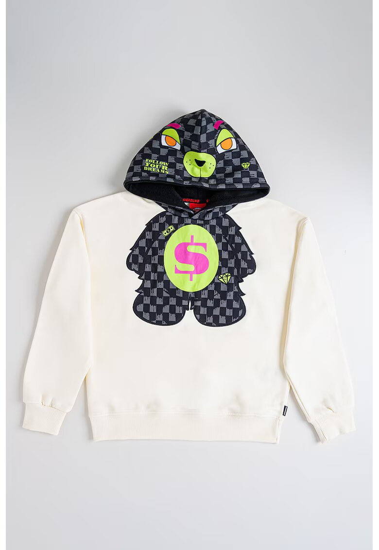 Sprayground Памучно худи с контрастна шарка - Черен/Крем