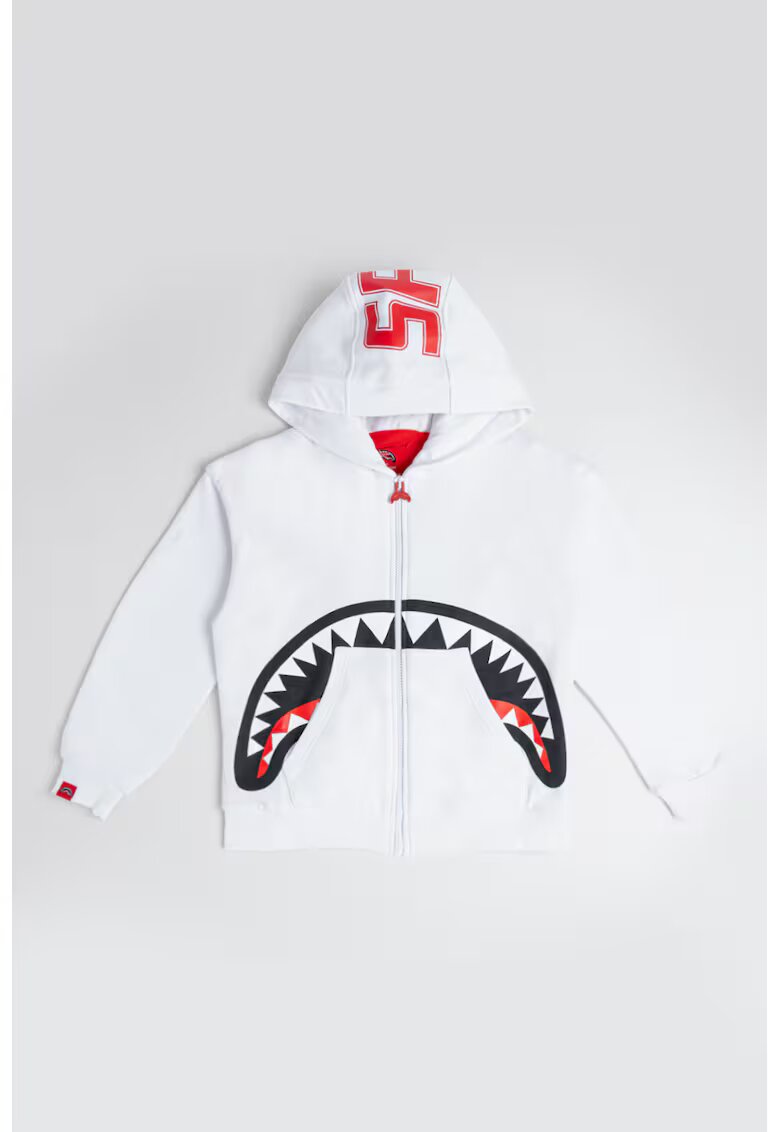Sprayground Памучно худи с цип Daily - Червен/Бял