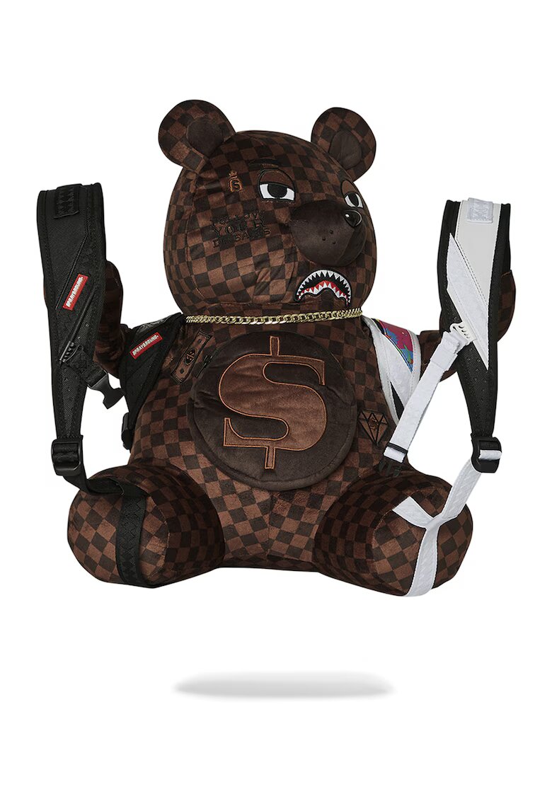 Sprayground Раница с дизайн на мече - Бял/Тъмнокафяв/Розово