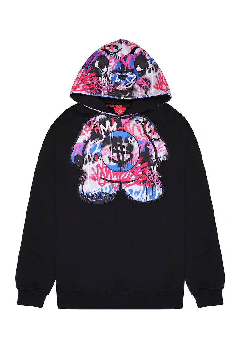 Sprayground Свободно худи с графити - Черен/Лилав/Розово