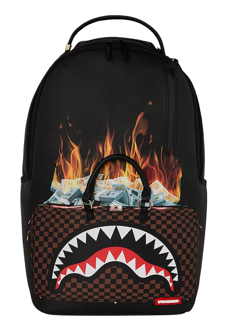 Sprayground Унисекс раница с фигурален принт - Бял/Черен/Оранжев