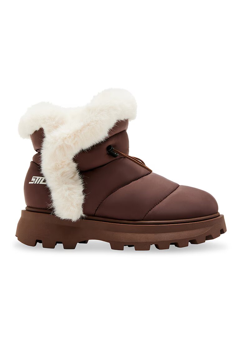 Steve Madden Боти Frostee с еко пух - Коняк кафяв/Слонова кост