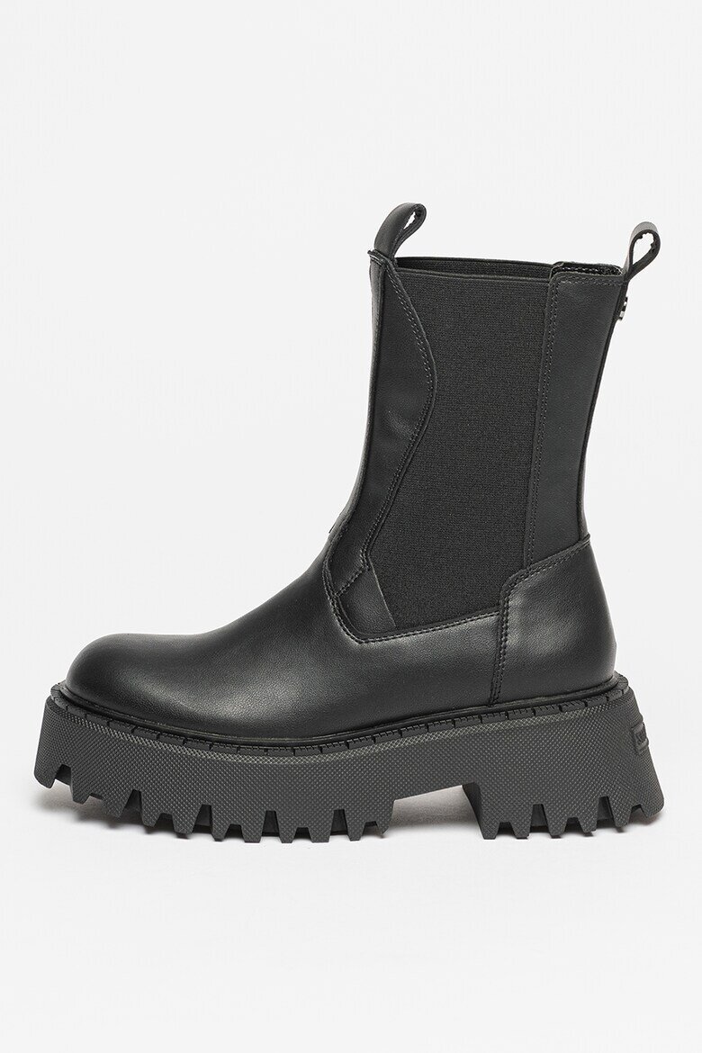 Steve Madden Боти Obtain Chelsea от кожа и текстил Черен