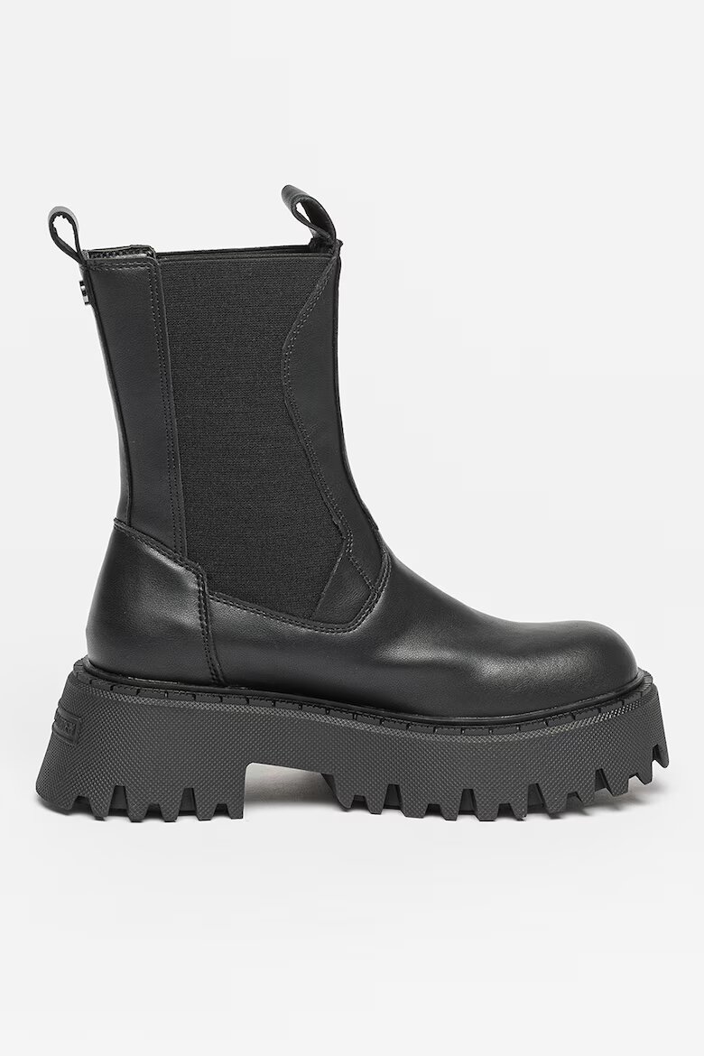 Steve Madden Боти Obtain Chelsea от кожа и текстил Черен