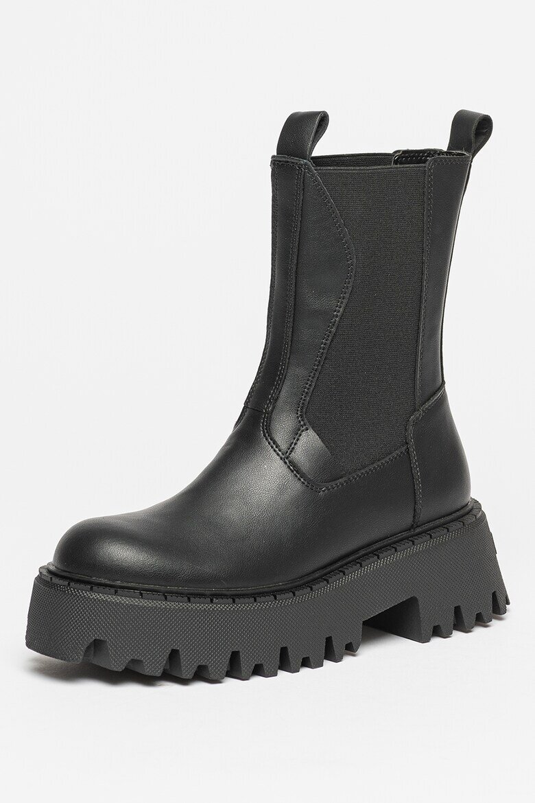 Steve Madden Боти Obtain Chelsea от кожа и текстил Черен