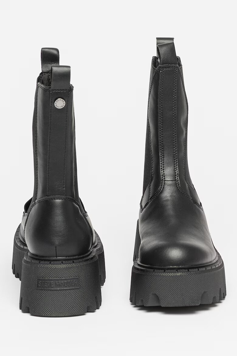 Steve Madden Боти Obtain Chelsea от кожа и текстил Черен