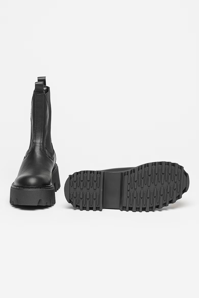 Steve Madden Боти Obtain Chelsea от кожа и текстил Черен