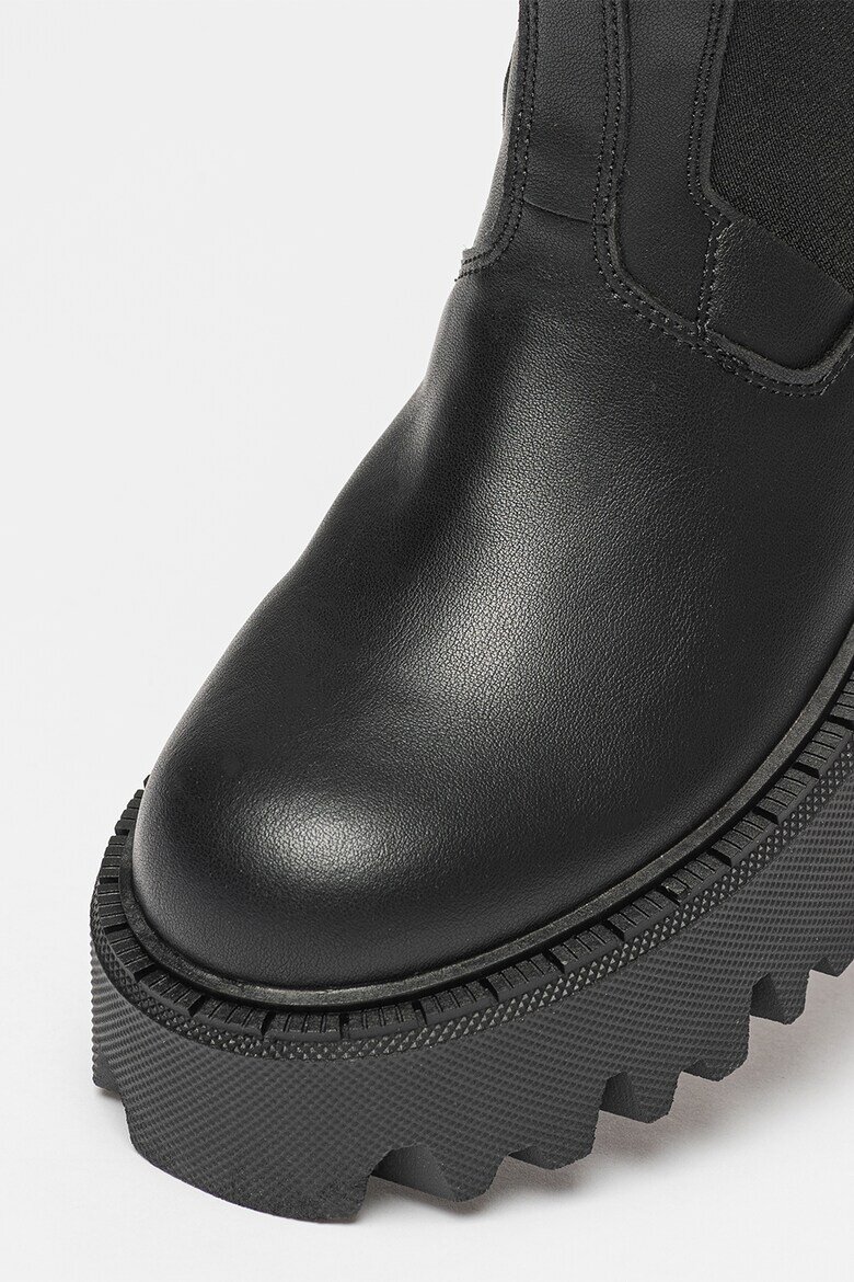 Steve Madden Боти Obtain Chelsea от кожа и текстил Черен