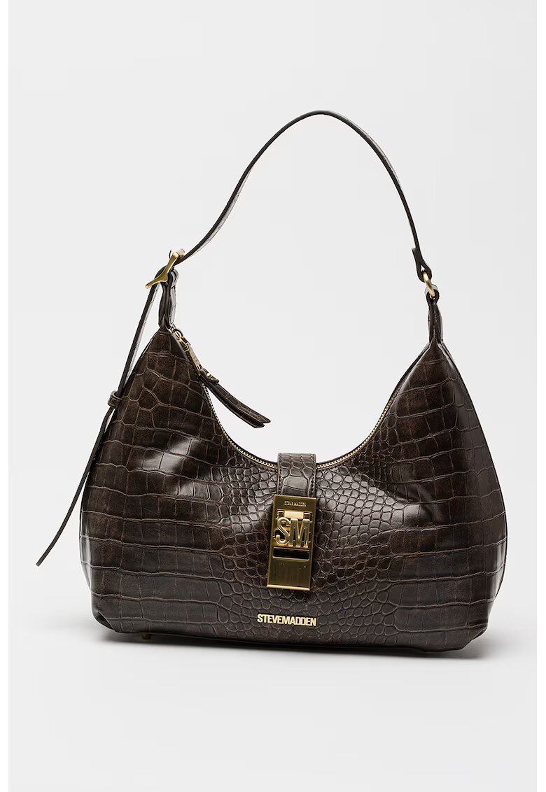 Steve Madden Чанта с метално лого - Тъмнокафяв