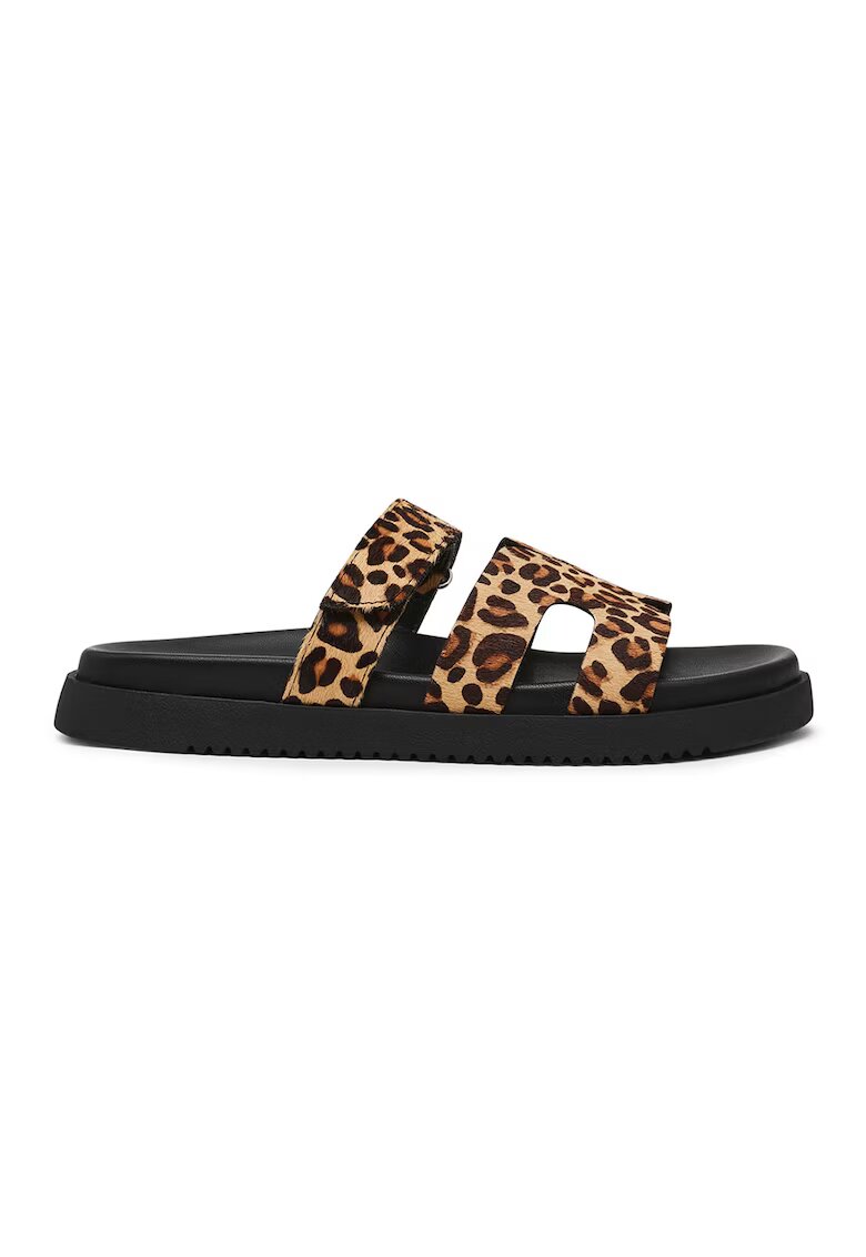 Steve Madden Чехли с кожа с косъм Missile - Тъмнокафяв/Черен/Карамел