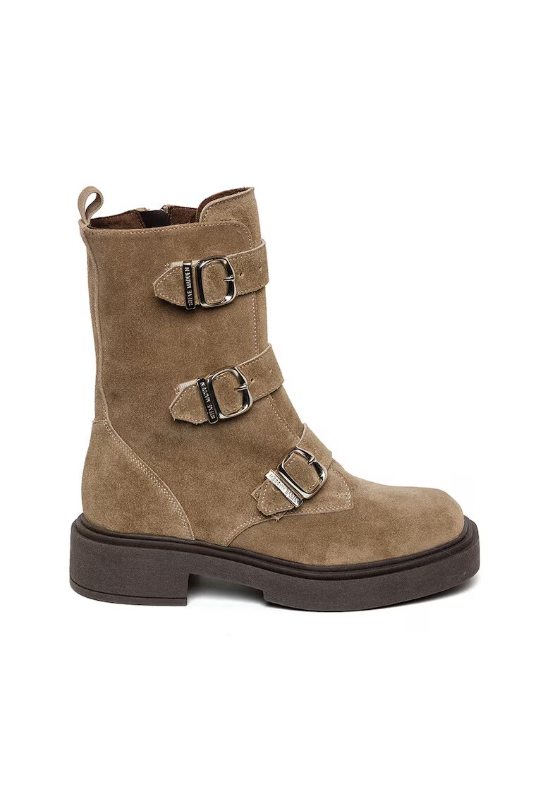 Steve Madden Кожени боти Clipper с квадратен връх и тока