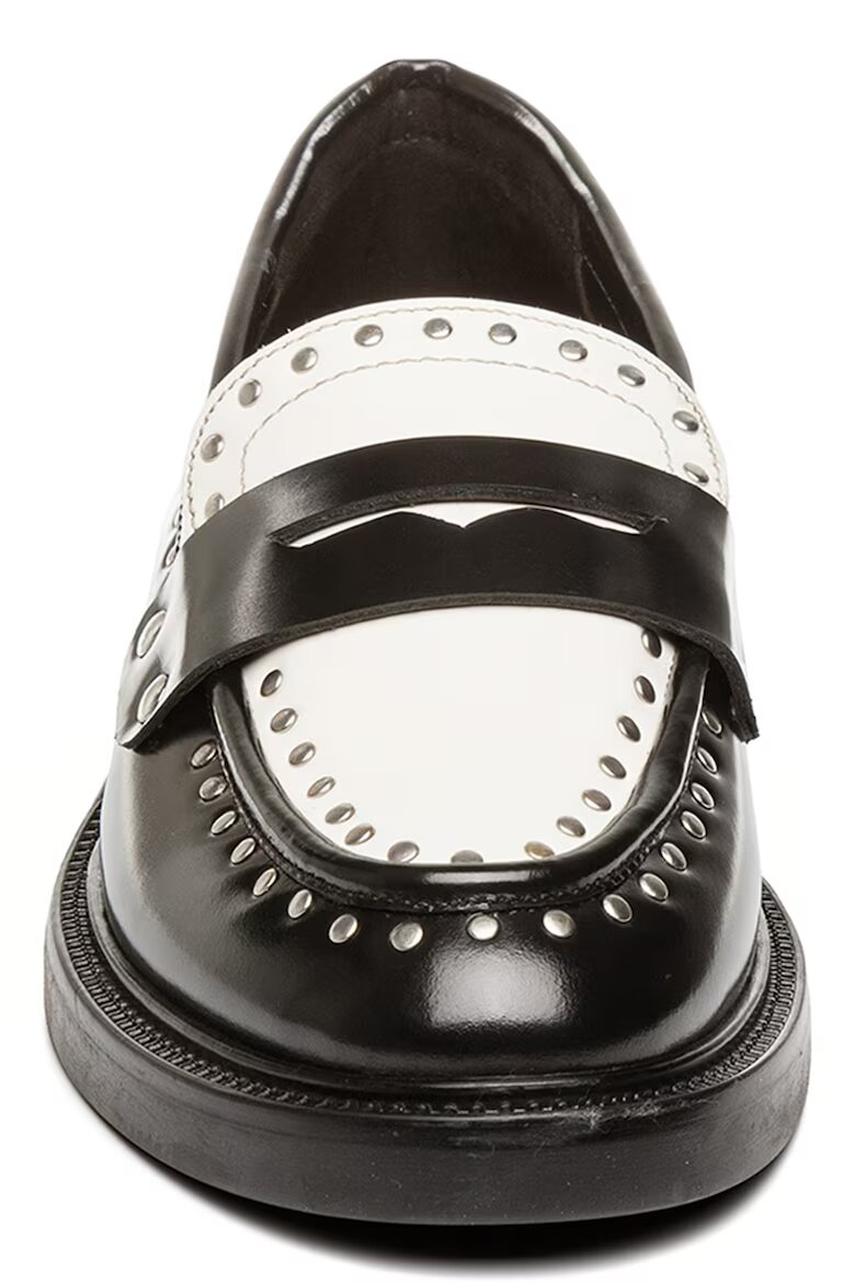 Steve Madden Кожени мокасини Harloe с нитове Слонова кост/Черен