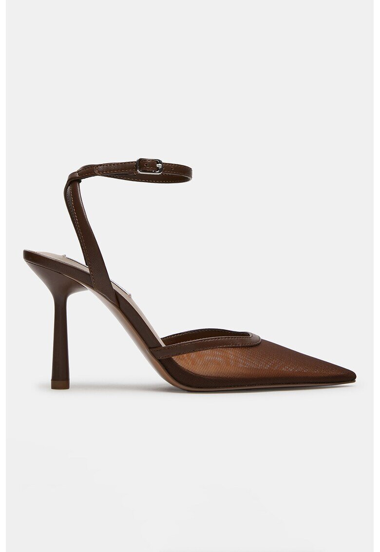 Steve Madden Кожени обувки с ток и тънка каишка - Тъмнокафяв/Светло бежово
