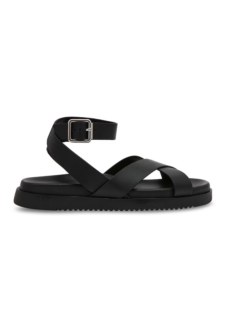 Steve Madden Кожени равни сандали - Черен/Сиво-кафяв