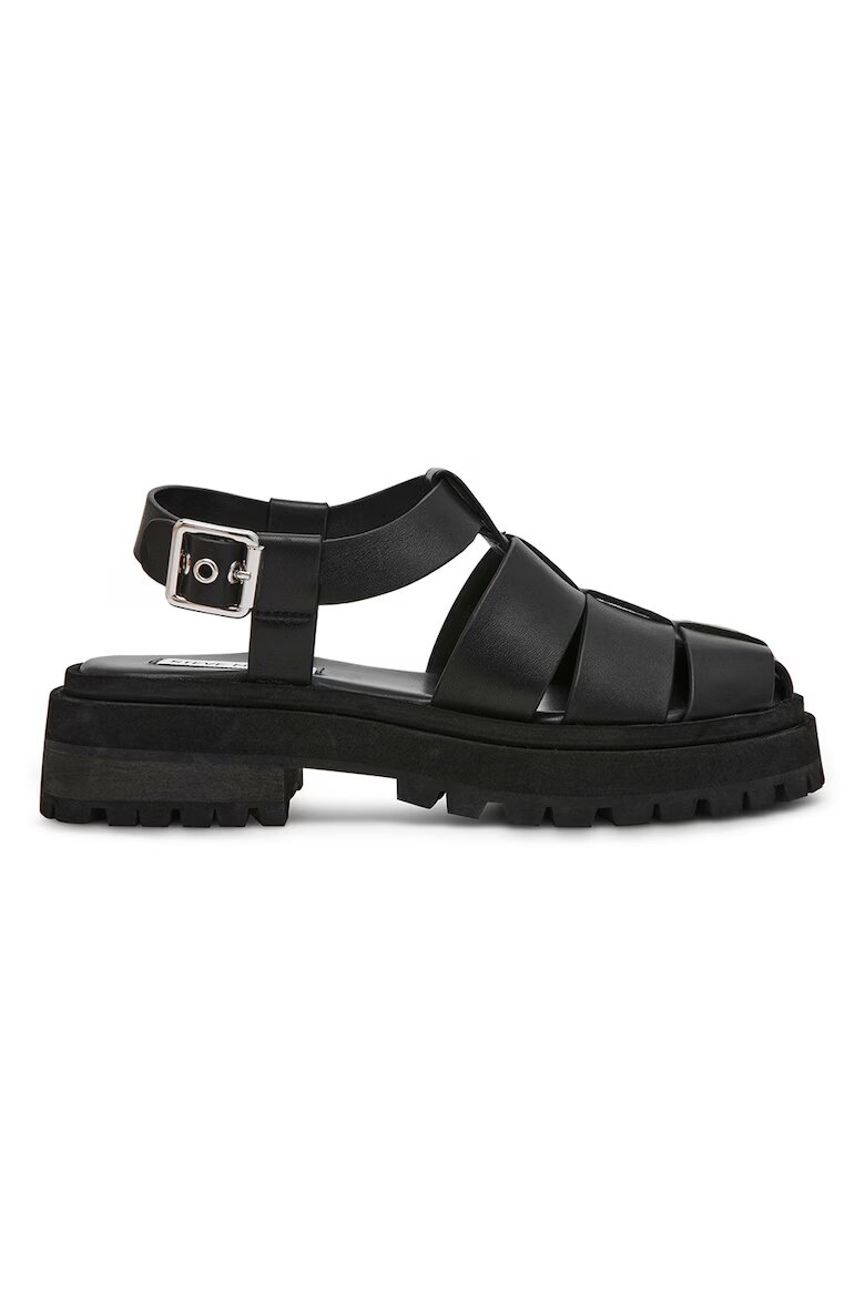 Steve Madden Кожени равни сандали с тока Черен