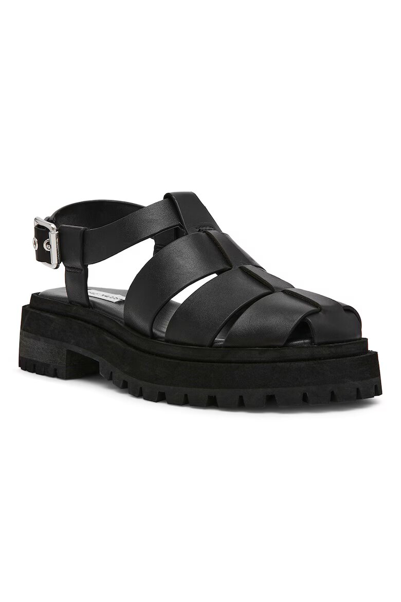 Steve Madden Кожени равни сандали с тока Черен