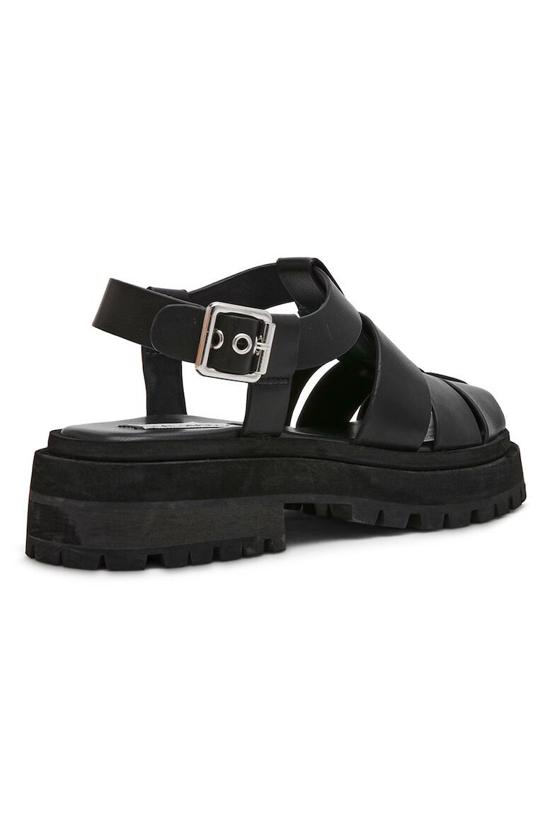 Steve Madden Кожени равни сандали с тока Черен
