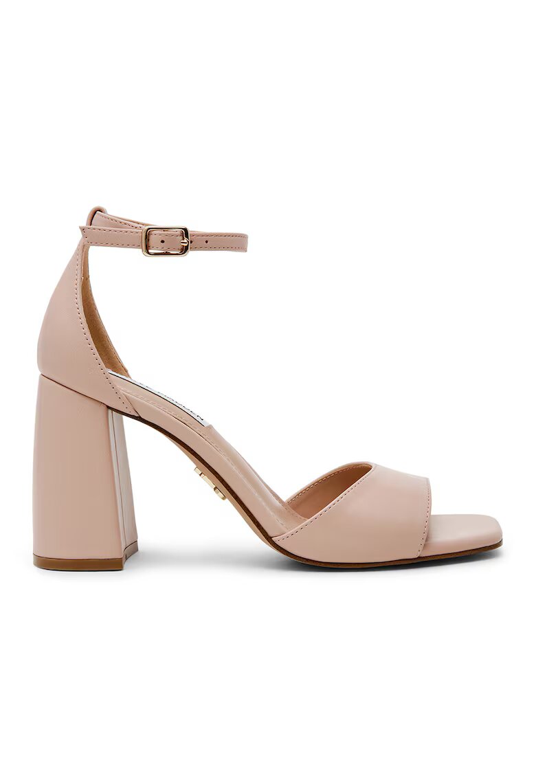 Steve Madden Кожени сандали с каишка на глезена и масивен ток - Бежов