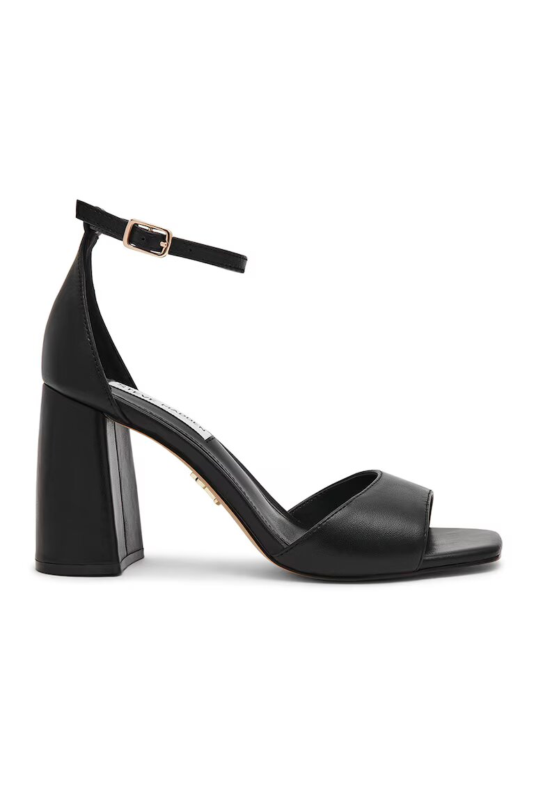 Steve Madden Кожени сандали с каишка на глезена и масивен ток - Черен -