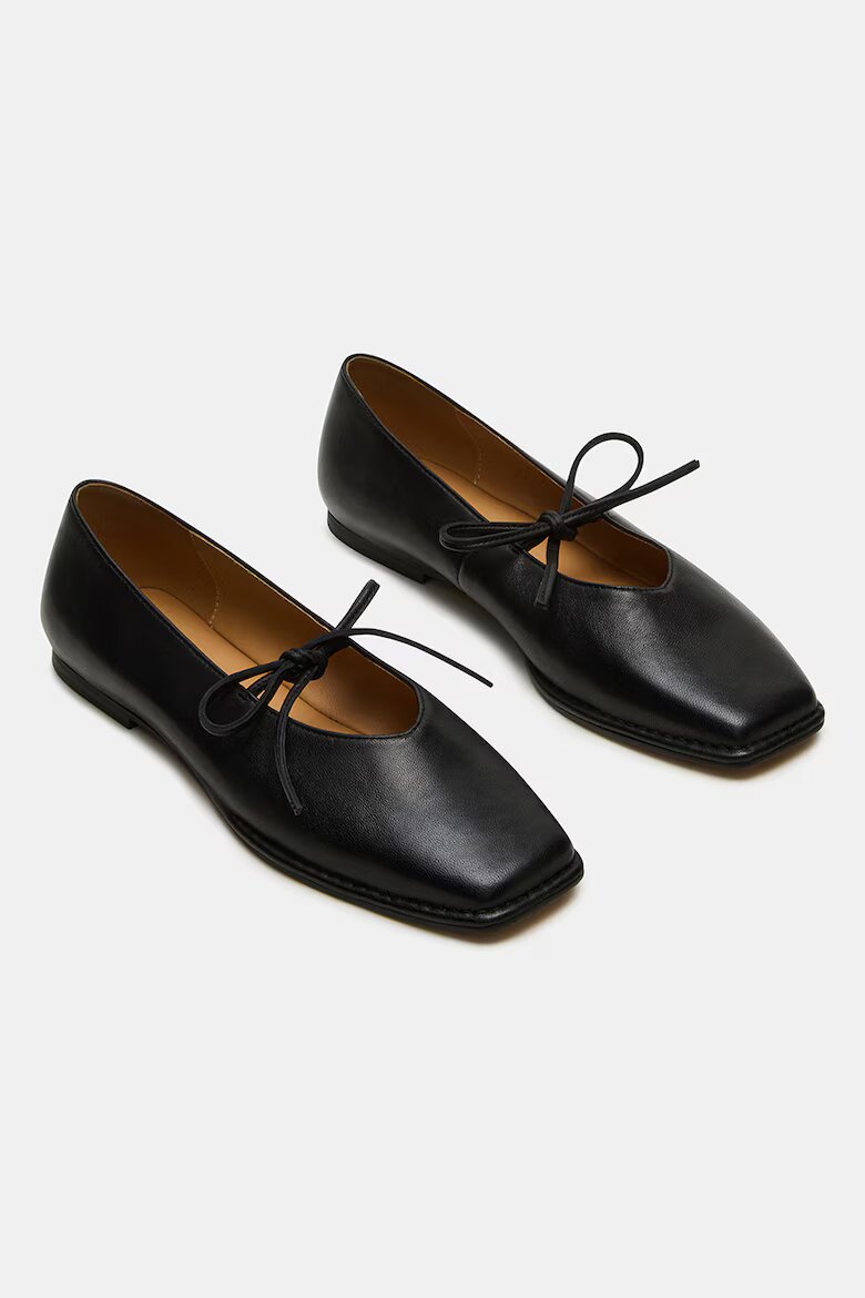 Steve Madden Лачени кожени пантофки с квадратен връх Черен