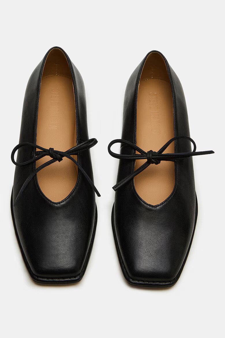 Steve Madden Лачени кожени пантофки с квадратен връх Черен