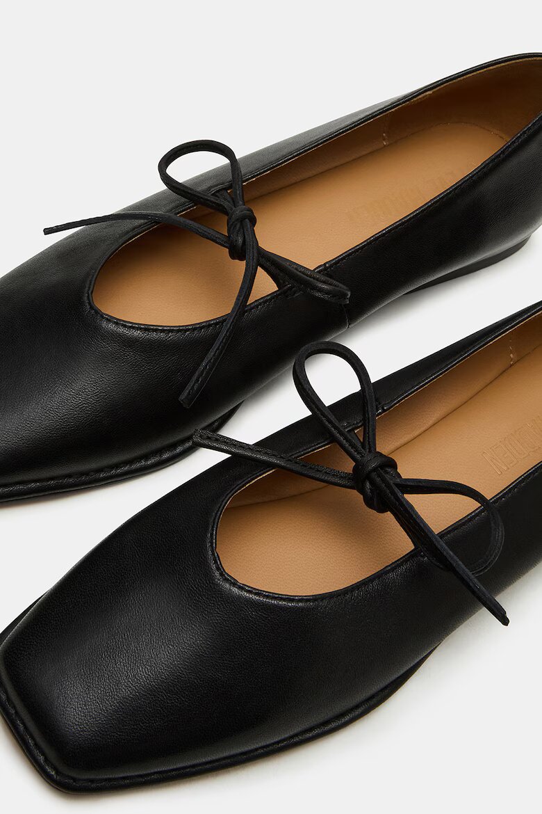 Steve Madden Лачени кожени пантофки с квадратен връх Черен
