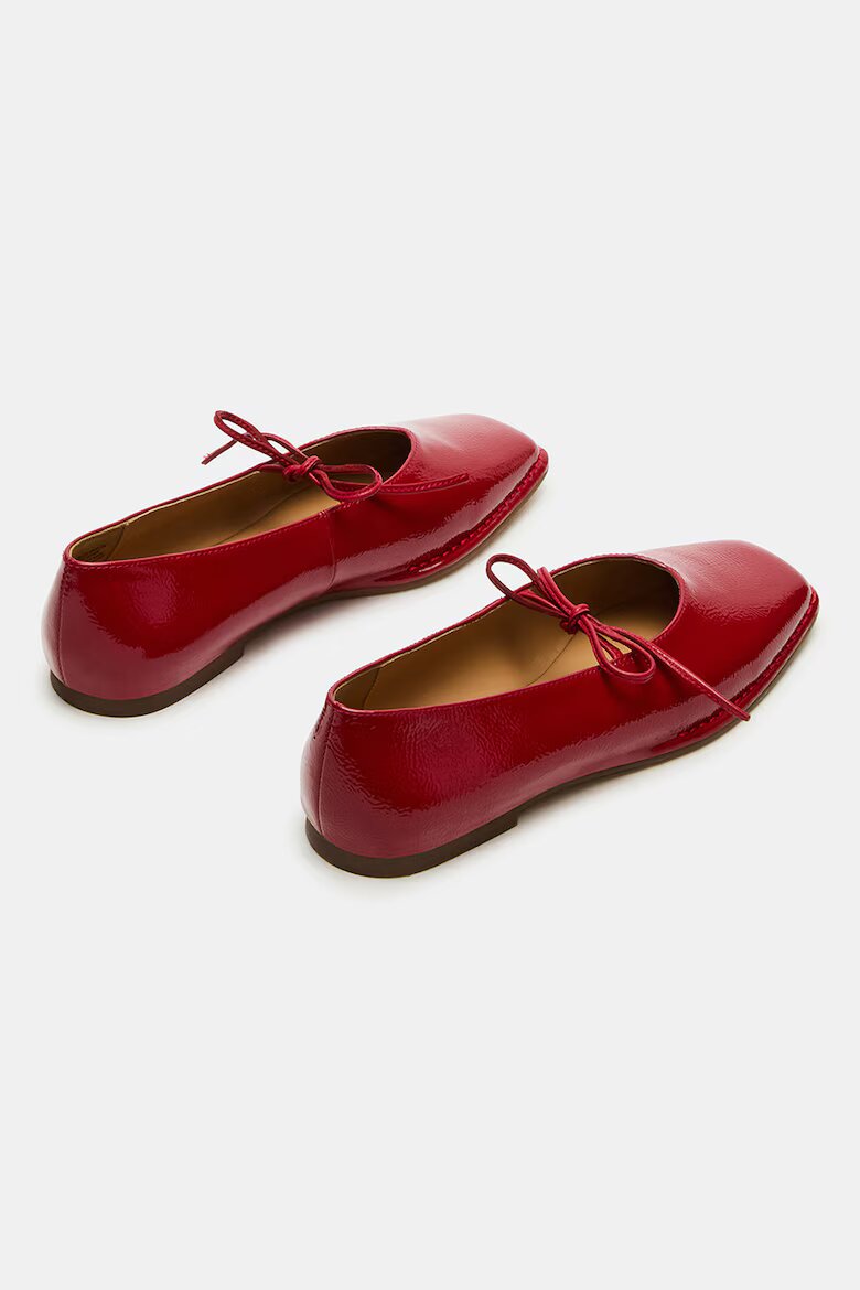 Steve Madden Лачени кожени пантофки с квадратен връх Тъмночервен