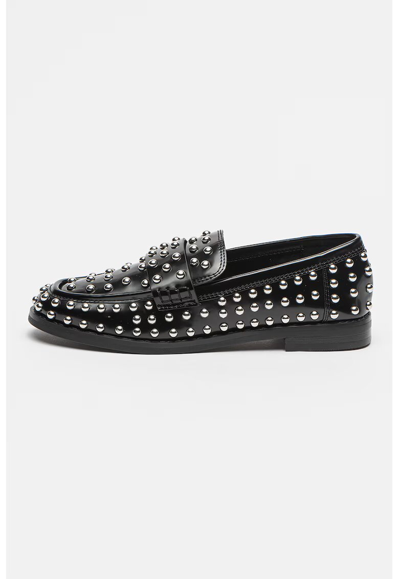Steve Madden Мокасини с овален връх - Черен/Сребрист