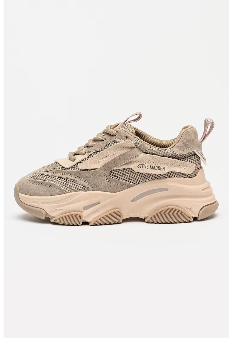 Steve Madden Мрежести спортни обувки Possesion с еко кожа - Сиво-кафяв/Светлокафяв