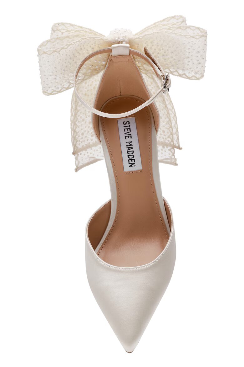 Steve Madden Обувки Fiorela с ток и уголемена панделка Слонова кост