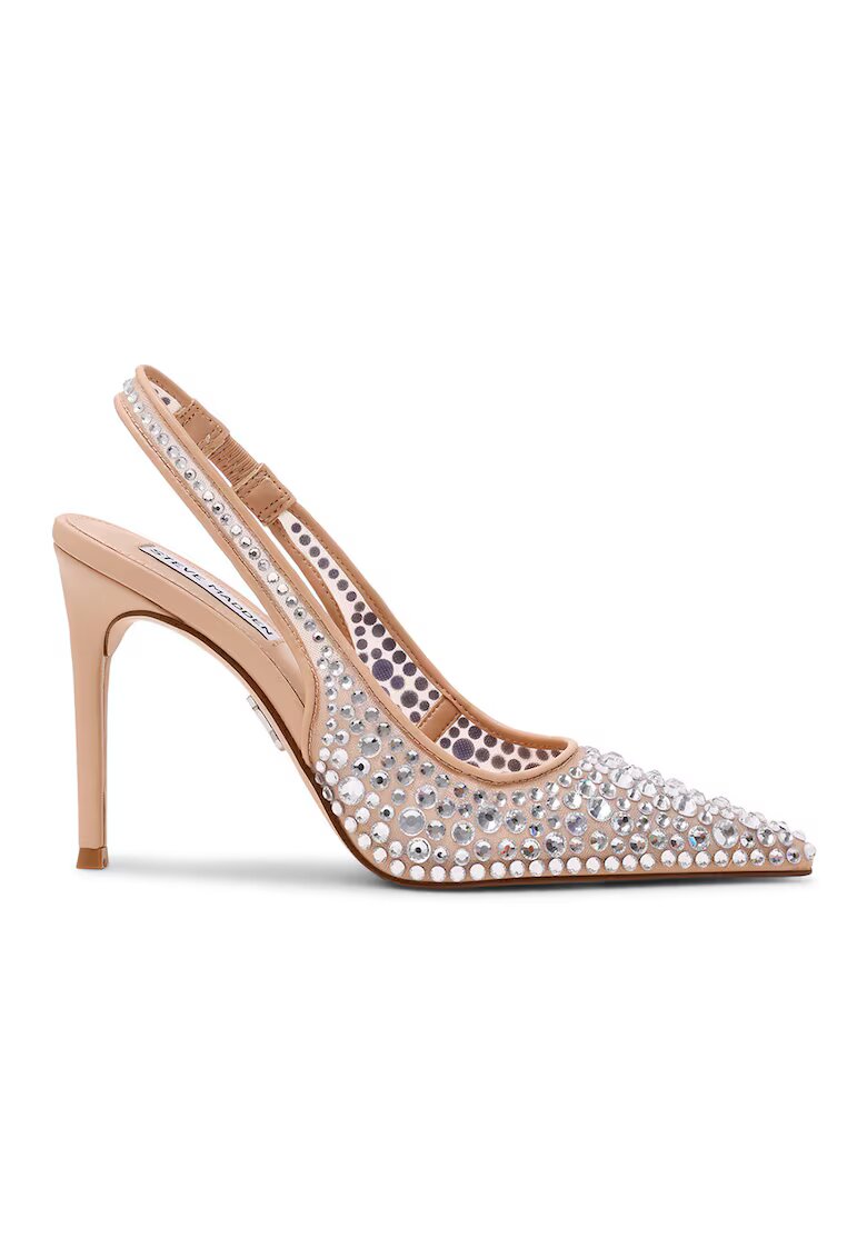 Steve Madden Обувки Reyes R с остър връх и декоративни камъни - Бежов/Мръснобял