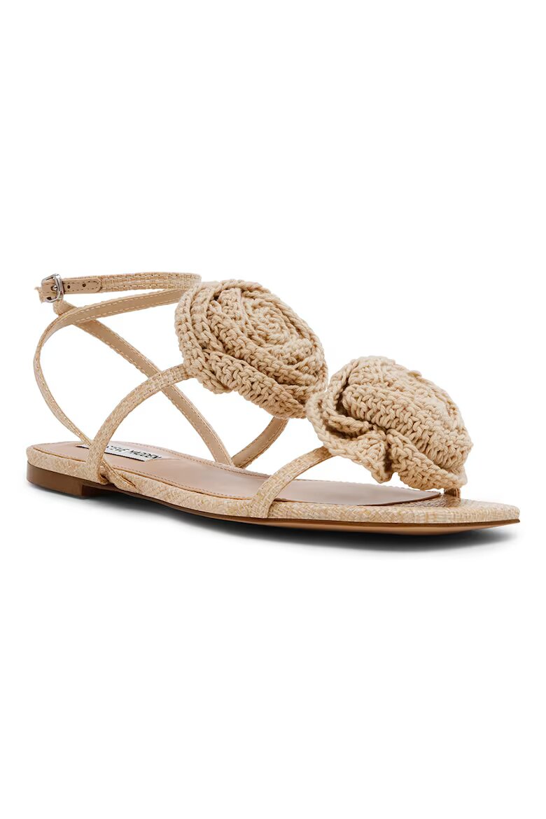 Steve Madden Равни сандали с флорални апликации Бежов