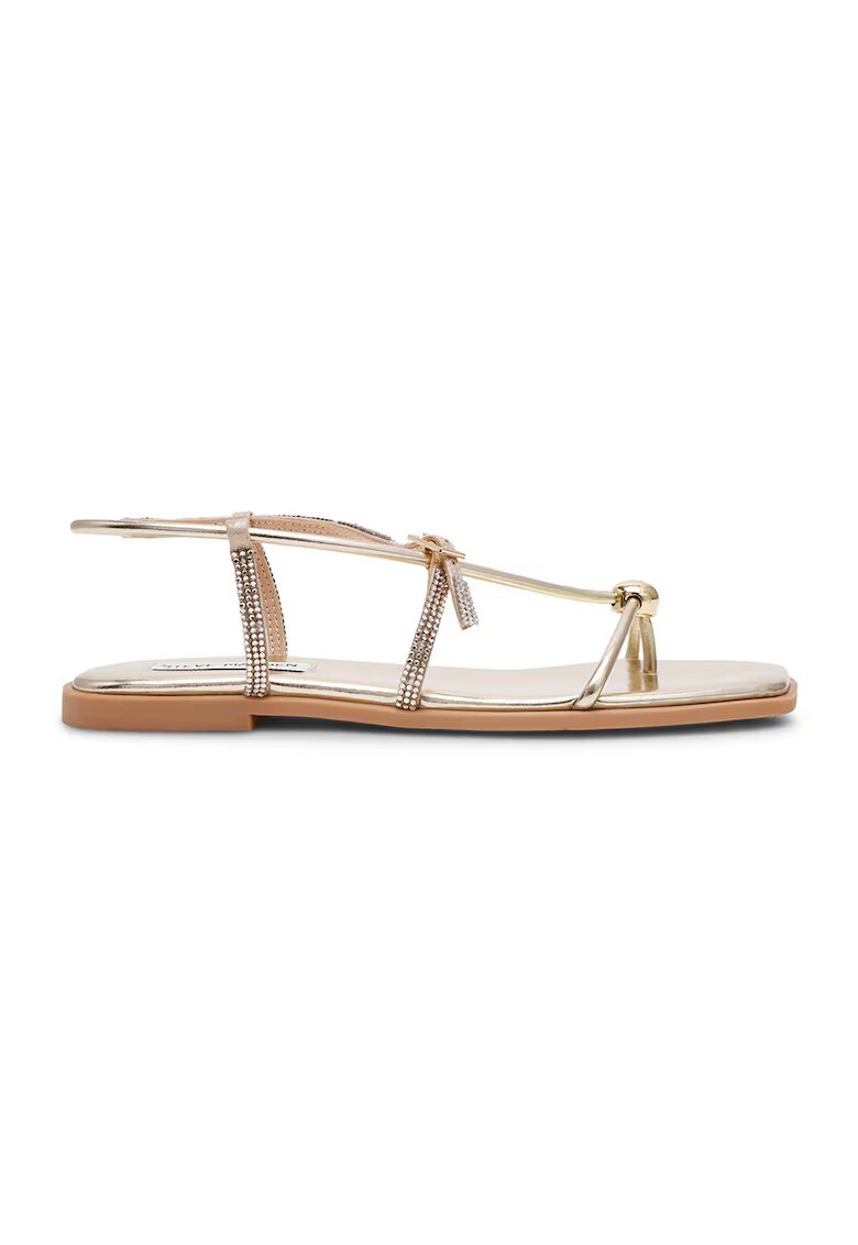 Steve Madden Равни сандали с каишки с декоративни камъни - Златист/Бледооранжев/Сребрист