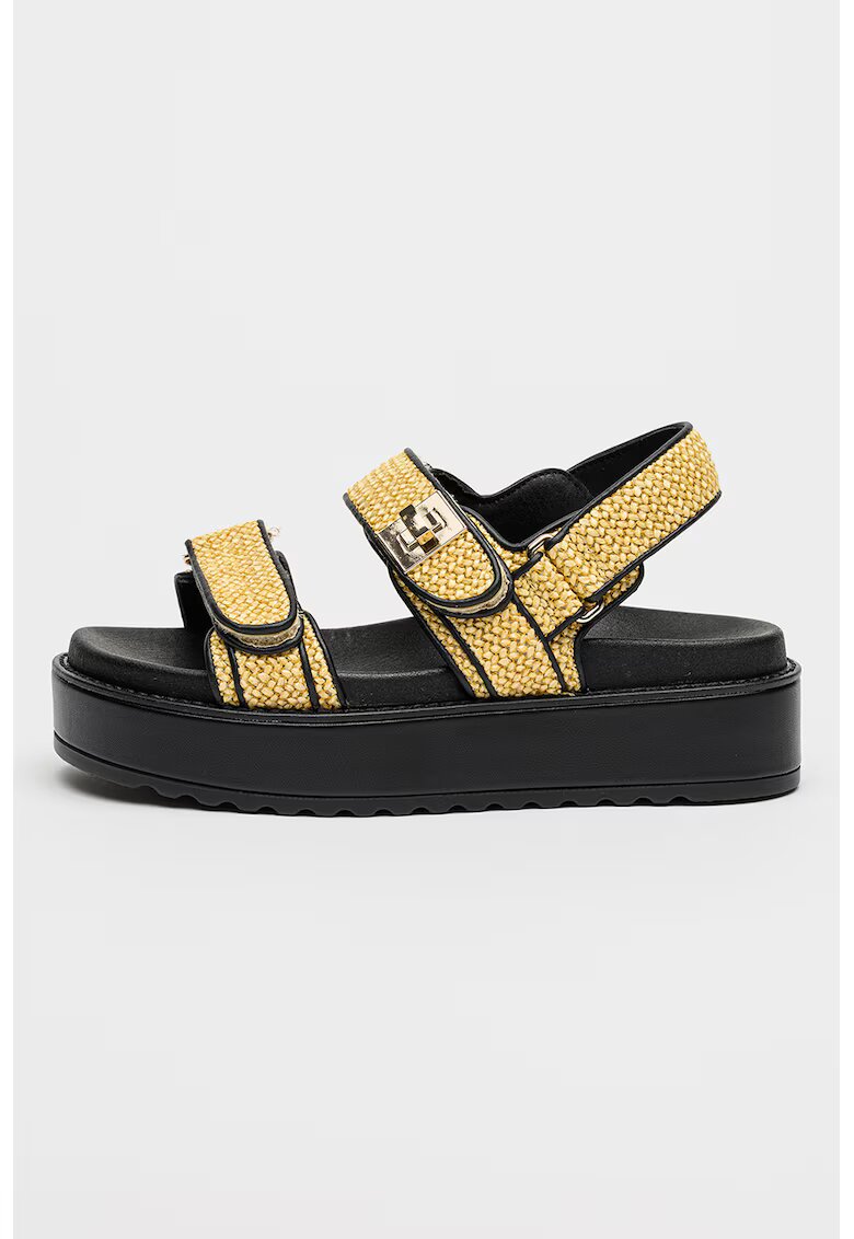 Steve Madden Сандали Bigmona с равна платформа и велкро - Черен/Сламеножълт