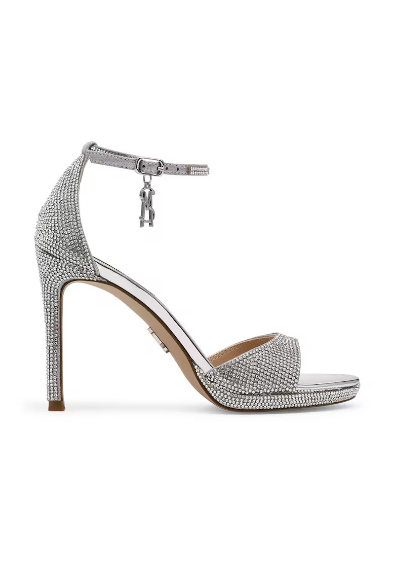 Steve Madden Сандали Evers-R с каишка на глезена и декоративни камъни - Сребрист