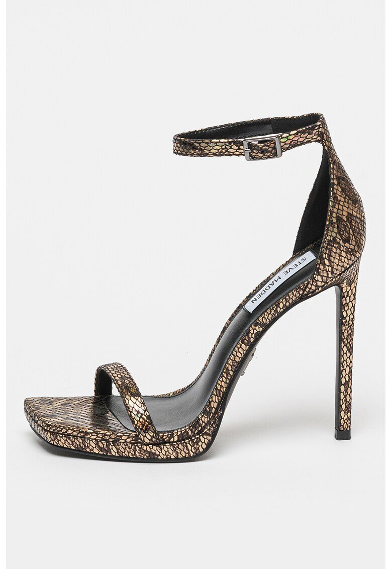 Steve Madden Сандали Whiz с шагрен и ток стилето - Златист/Черен